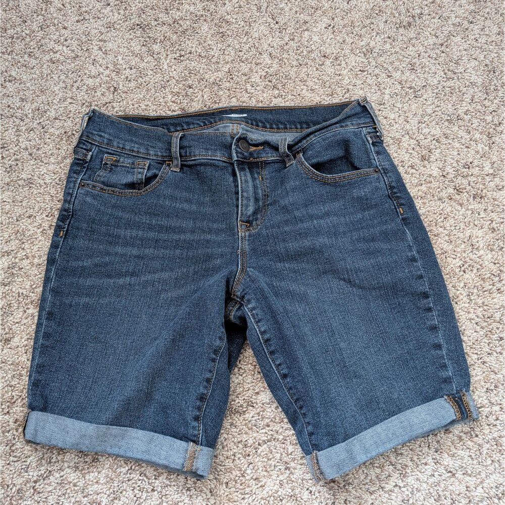 Old Navy Jean Denim Shorts Size 4 Cuffed Hem Pockets 8-inch Inseam
